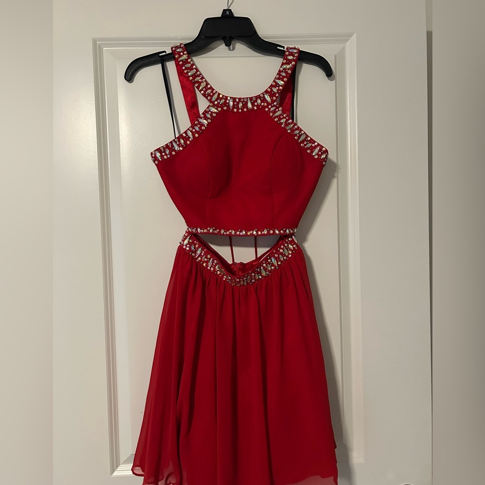 B Darlin Red Two Piece Semi-Formal Dress